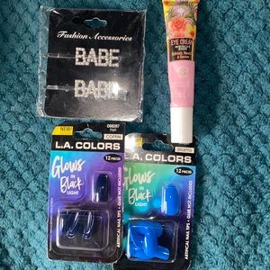 Hair clips, Eye cream, and fake nails/stamp plate